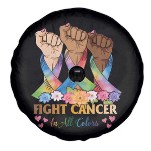 Funny All Cancer Awareness Spare Tire Cover Fight Cancer In All Colors Colorful Ribbon TS11 Print Your Wear