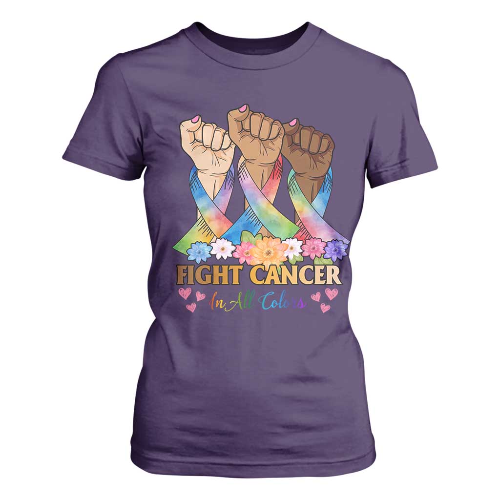 Funny All Cancer Awareness T Shirt For Women Fight Cancer In All Colors Colorful Ribbon TS11 Purple Print Your Wear