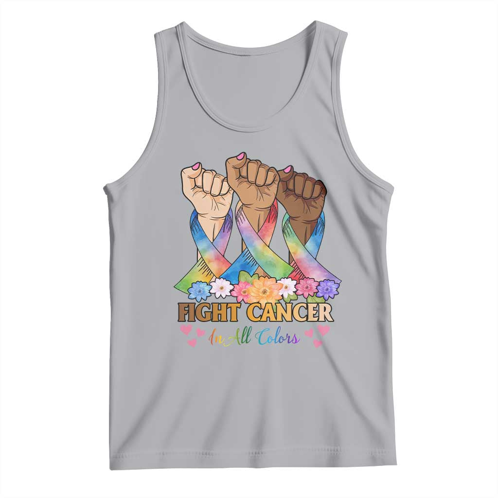 Funny All Cancer Awareness Tank Top Fight Cancer In All Colors Colorful Ribbon TS11 Athletic Heather Print Your Wear