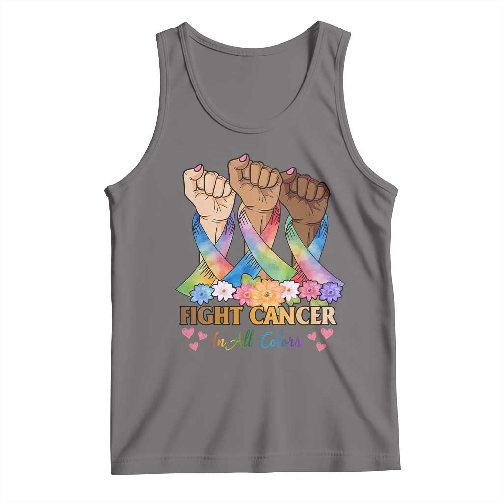 Funny All Cancer Awareness Tank Top Fight Cancer In All Colors Colorful Ribbon TS11 Deep Heather Print Your Wear