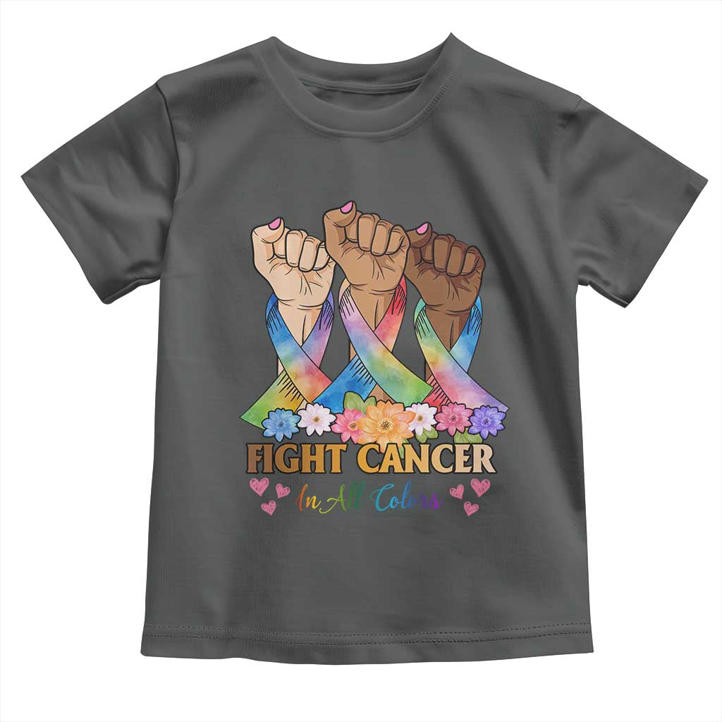 Funny All Cancer Awareness Toddler T Shirt Fight Cancer In All Colors Colorful Ribbon TS11 Dark Heather Print Your Wear