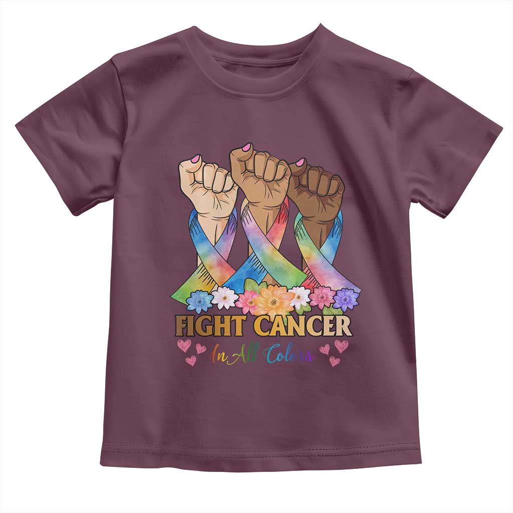 Funny All Cancer Awareness Toddler T Shirt Fight Cancer In All Colors Colorful Ribbon TS11 Maroon Print Your Wear