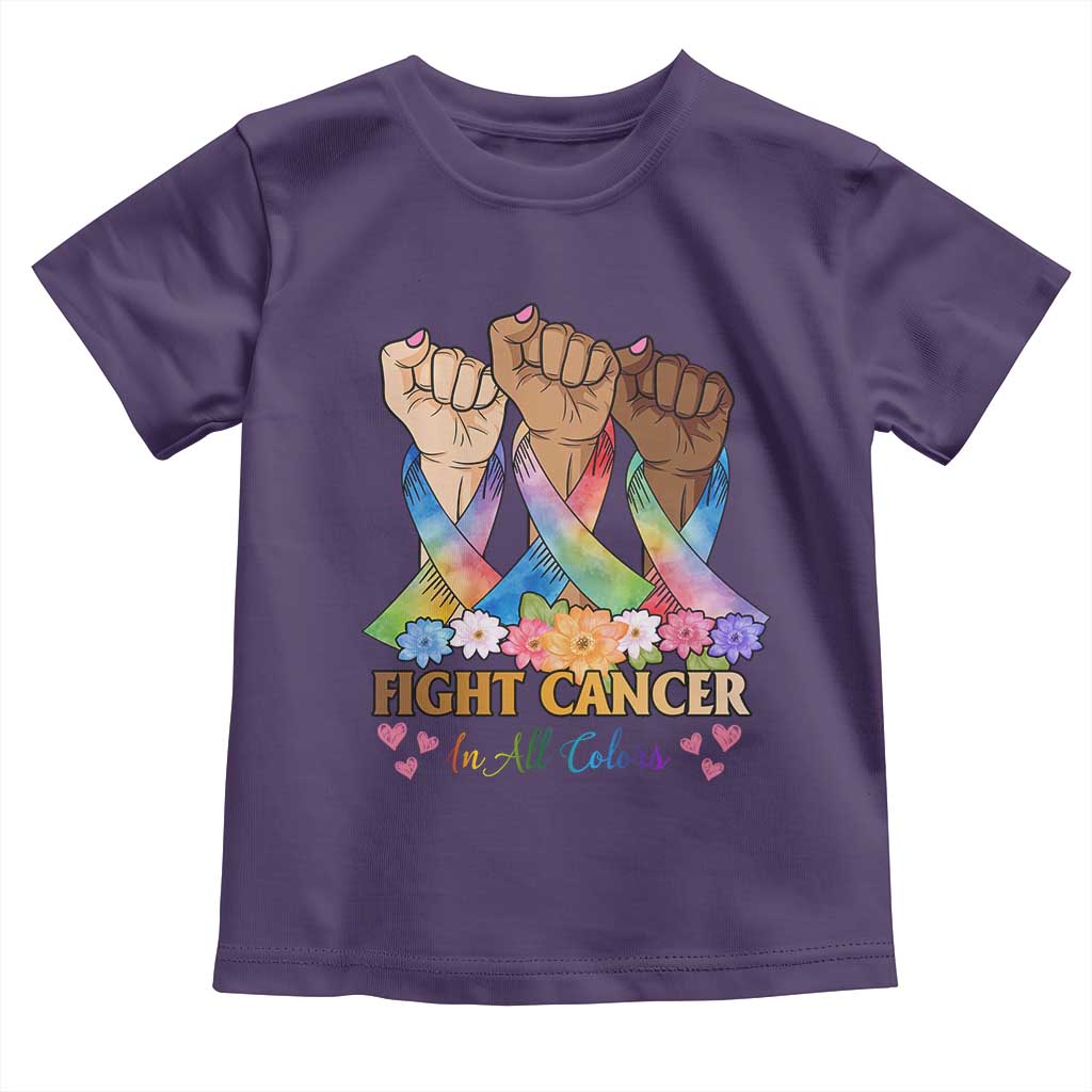 Funny All Cancer Awareness Toddler T Shirt Fight Cancer In All Colors Colorful Ribbon TS11 Purple Print Your Wear