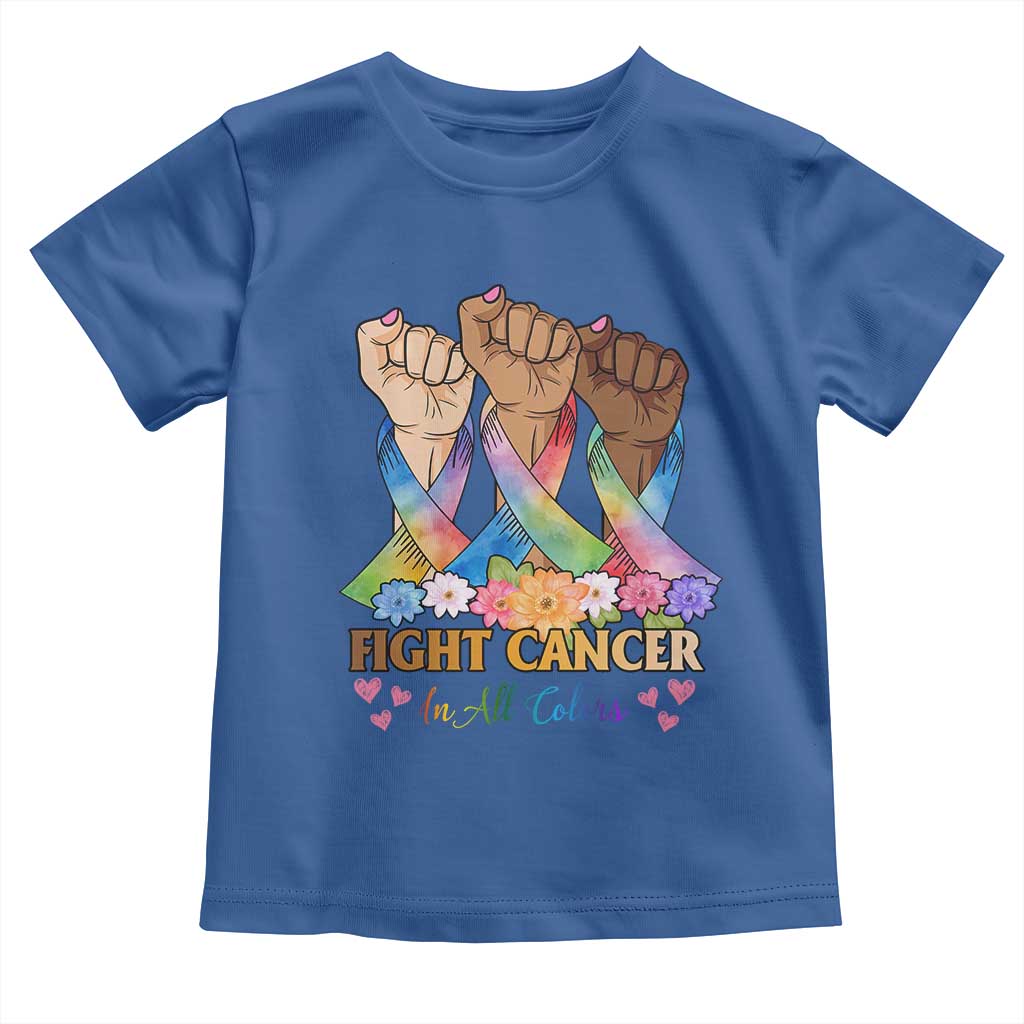Funny All Cancer Awareness Toddler T Shirt Fight Cancer In All Colors Colorful Ribbon TS11 Royal Blue Print Your Wear