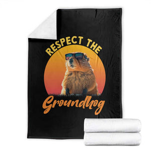 Funny Groundhog Day Throw Blanket Respect The Groundhog Woodchuck TS11 Black Print Your Wear