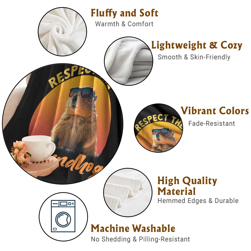 Funny Groundhog Day Throw Blanket Respect The Groundhog Woodchuck TS11 Print Your Wear