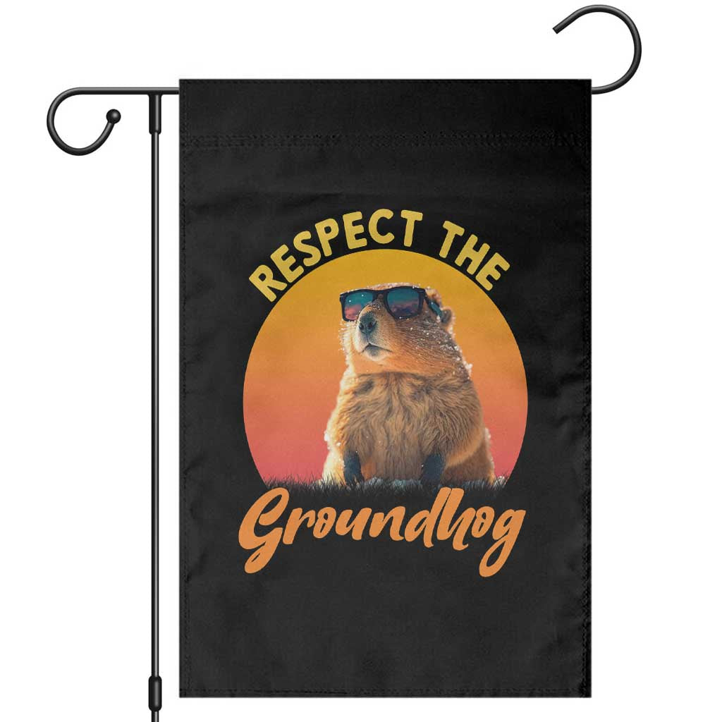 Funny Groundhog Day Garden Flag Respect The Groundhog Woodchuck TS11 Black Print Your Wear