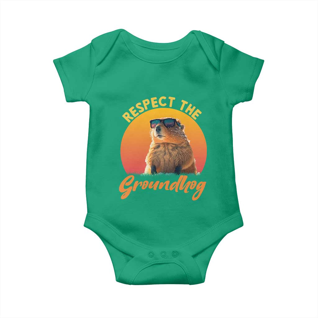 Funny Groundhog Day Baby Onesie Respect The Groundhog Woodchuck TS11 Irish Green Print Your Wear