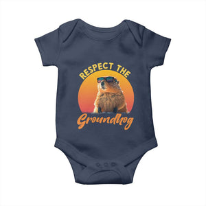 Funny Groundhog Day Baby Onesie Respect The Groundhog Woodchuck TS11 Navy Print Your Wear