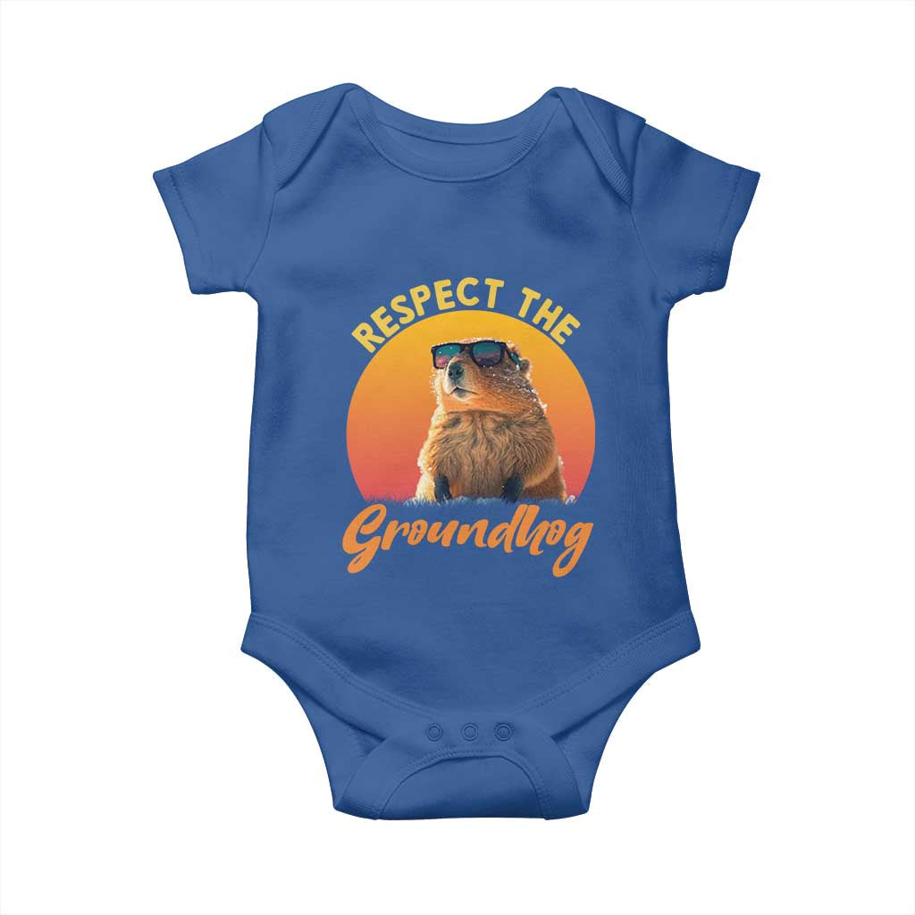 Funny Groundhog Day Baby Onesie Respect The Groundhog Woodchuck TS11 Royal Blue Print Your Wear