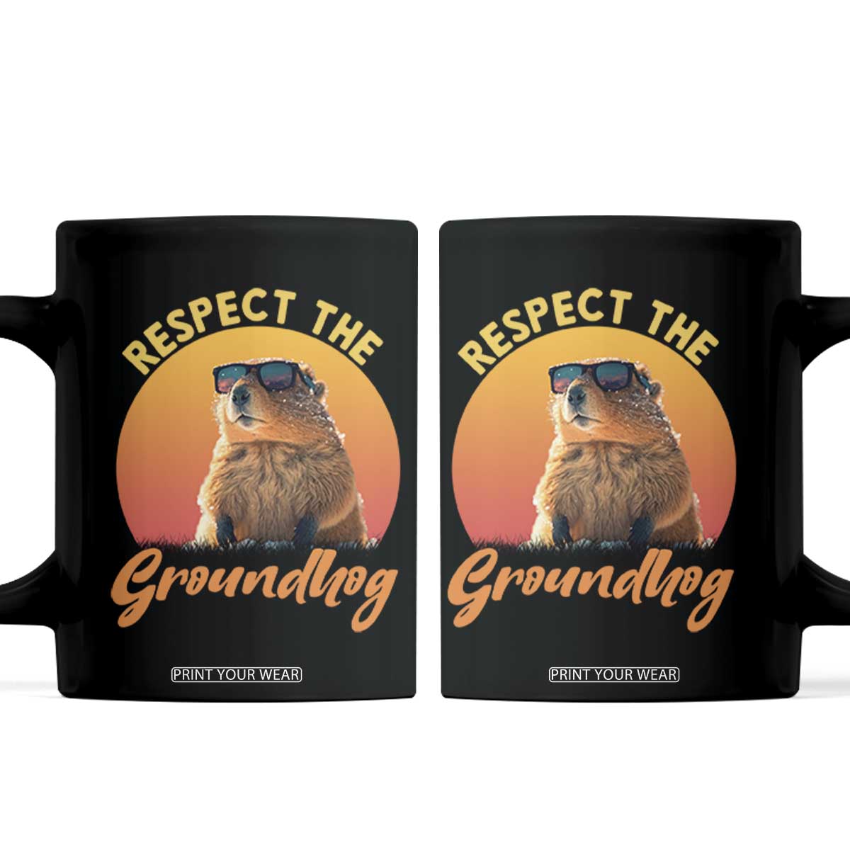 Funny Groundhog Day Coffee Mug Respect The Groundhog Woodchuck TS11 Black Print Your Wear