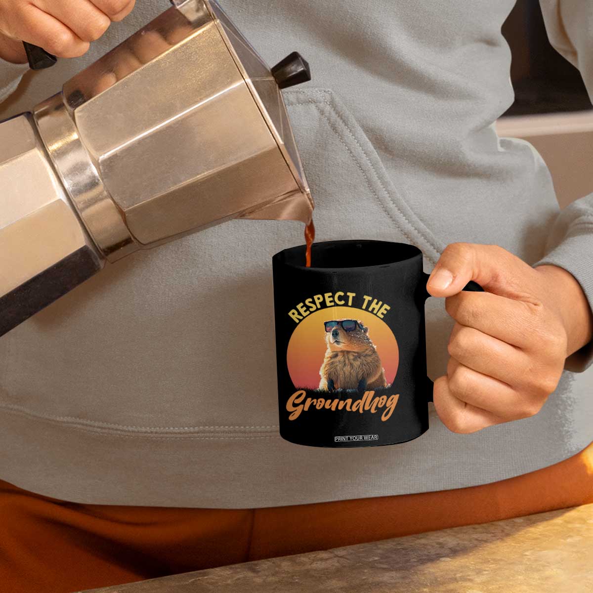Funny Groundhog Day Coffee Mug Respect The Groundhog Woodchuck TS11 Print Your Wear