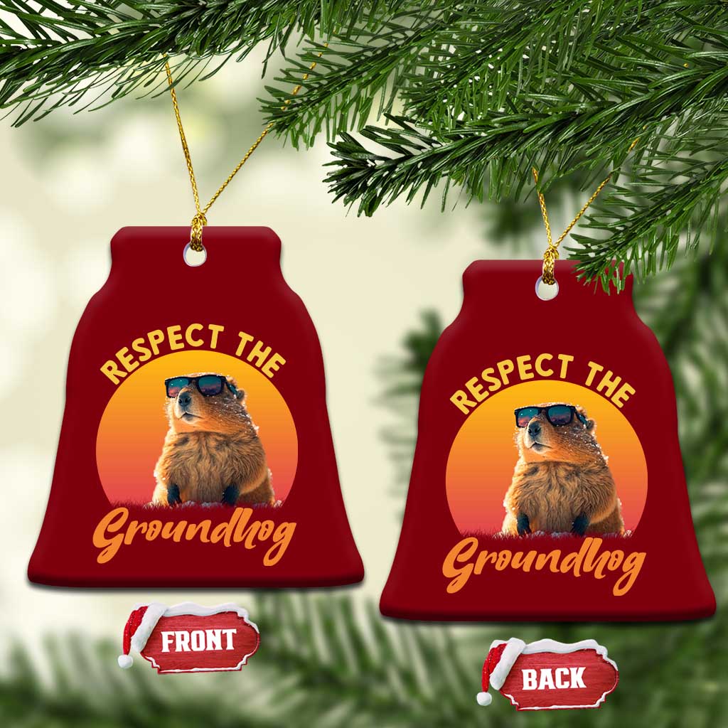 Funny Groundhog Day Ceramic Ornament Respect The Groundhog Woodchuck TS11 Print Your Wear