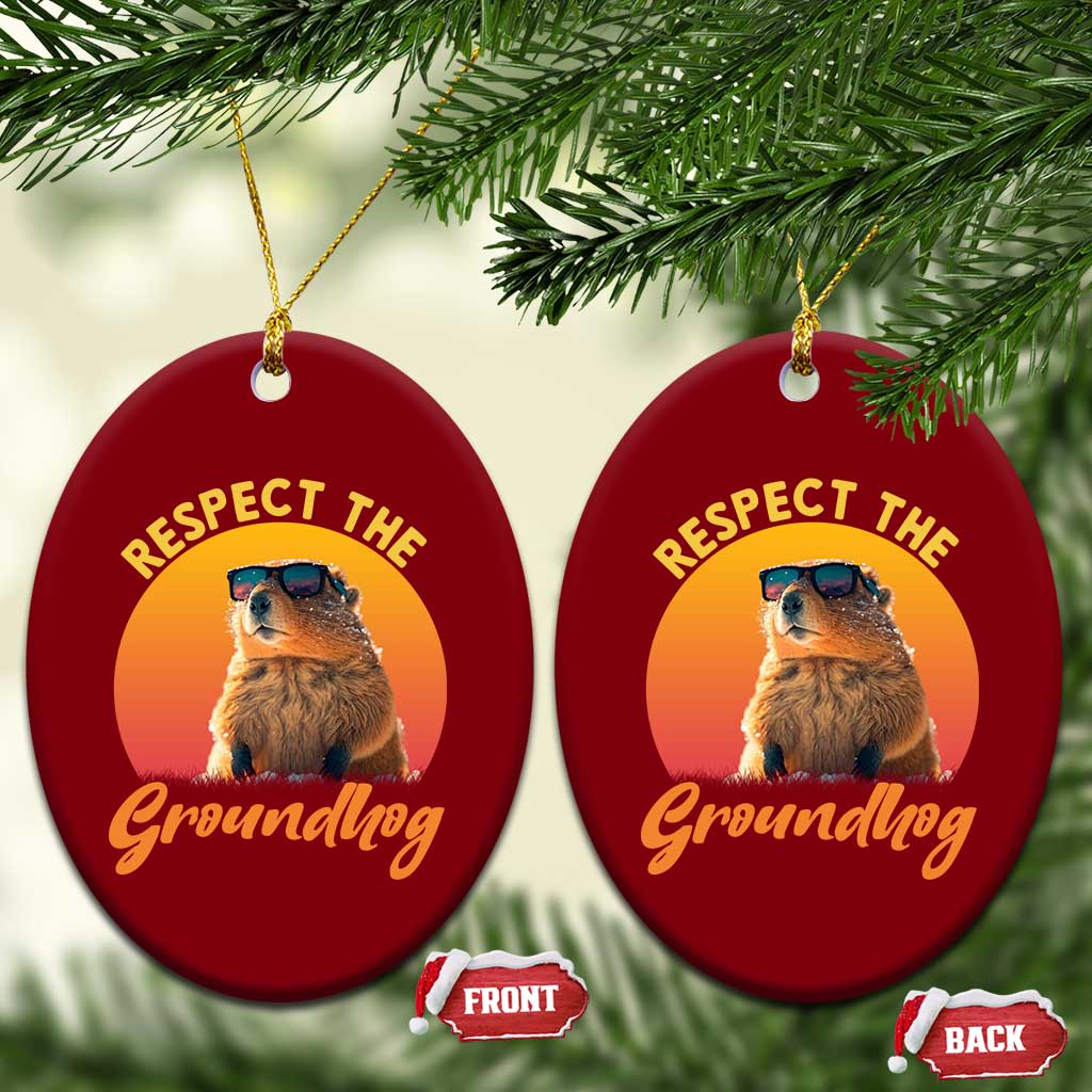 Funny Groundhog Day Ceramic Ornament Respect The Groundhog Woodchuck TS11 Print Your Wear