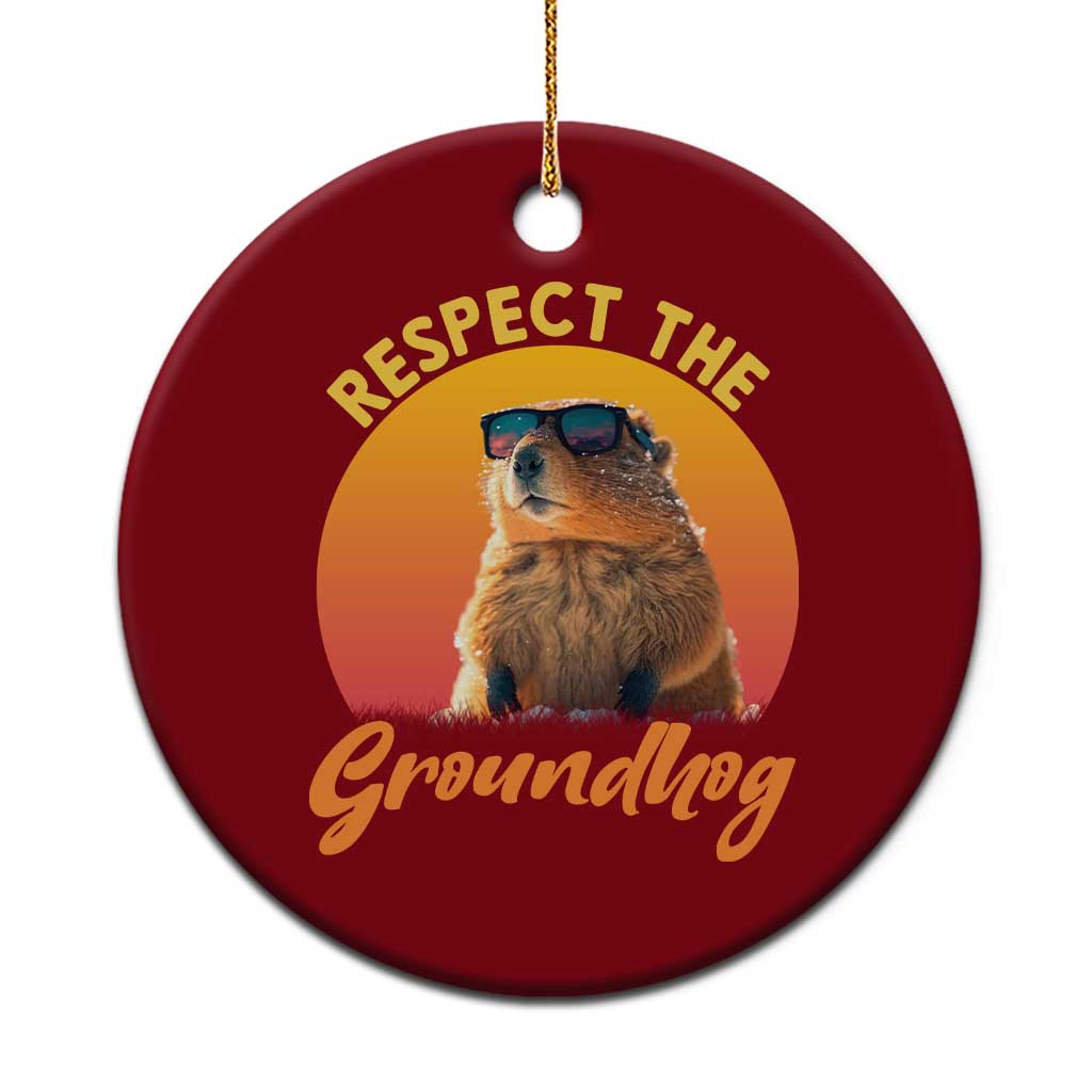 Funny Groundhog Day Ceramic Ornament Respect The Groundhog Woodchuck TS11 1pc Red Print Your Wear