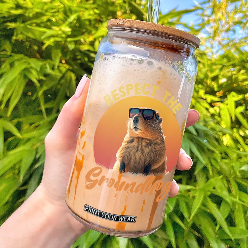 Funny Groundhog Day Glass Can Respect The Groundhog Woodchuck TS11 Black Print Your Wear