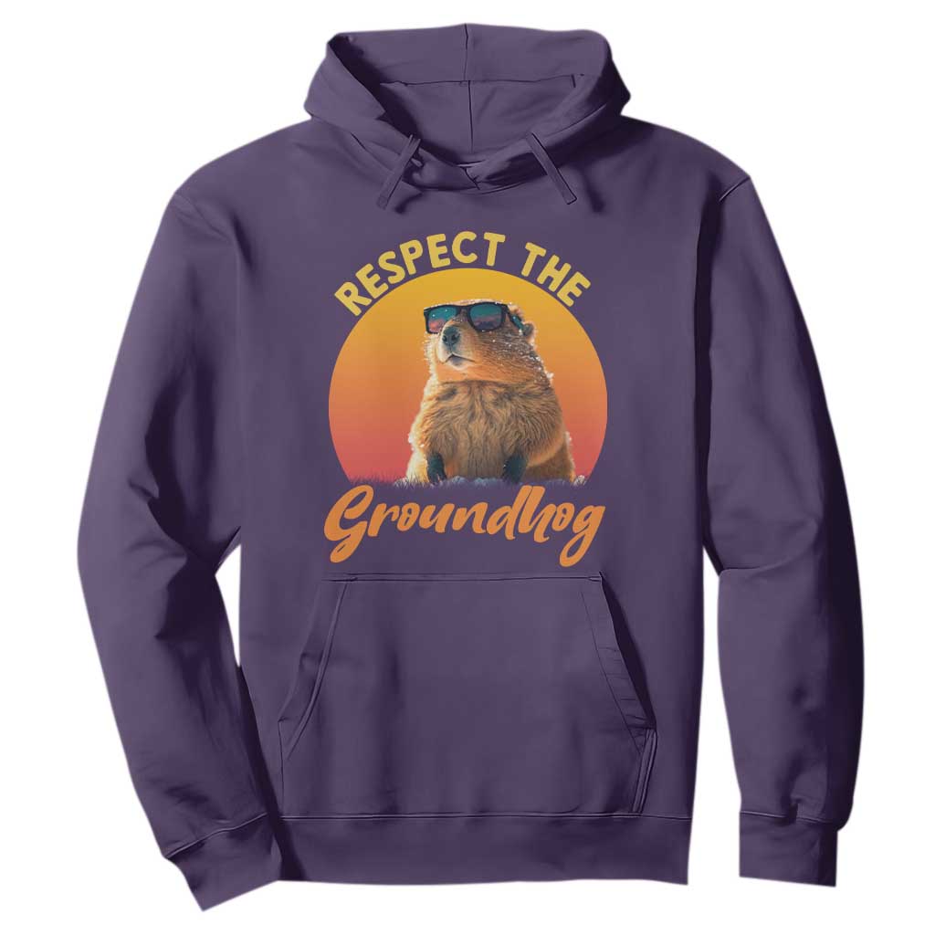 Funny Groundhog Day Hoodie Respect The Groundhog Woodchuck TS11 Purple Print Your Wear