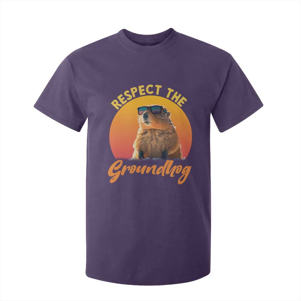 Funny Groundhog Day T Shirt For Kid Respect The Groundhog Woodchuck TS11 Purple Print Your Wear
