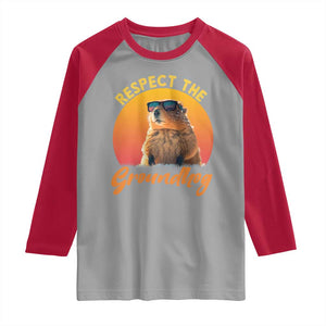Funny Groundhog Day Raglan Shirt Respect The Groundhog Woodchuck TS11 Sport Gray Red Print Your Wear