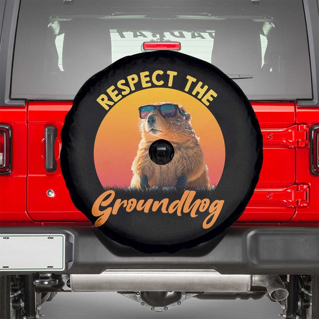 Funny Groundhog Day Spare Tire Cover Respect The Groundhog Woodchuck TS11 Black Print Your Wear