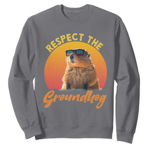 Funny Groundhog Day Sweatshirt Respect The Groundhog Woodchuck TS11 Charcoal Print Your Wear