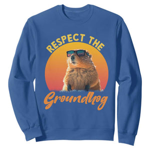 Funny Groundhog Day Sweatshirt Respect The Groundhog Woodchuck TS11 Royal Blue Print Your Wear