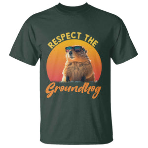 Funny Groundhog Day T Shirt Respect The Groundhog Woodchuck TS11 Dark Forest Green Print Your Wear