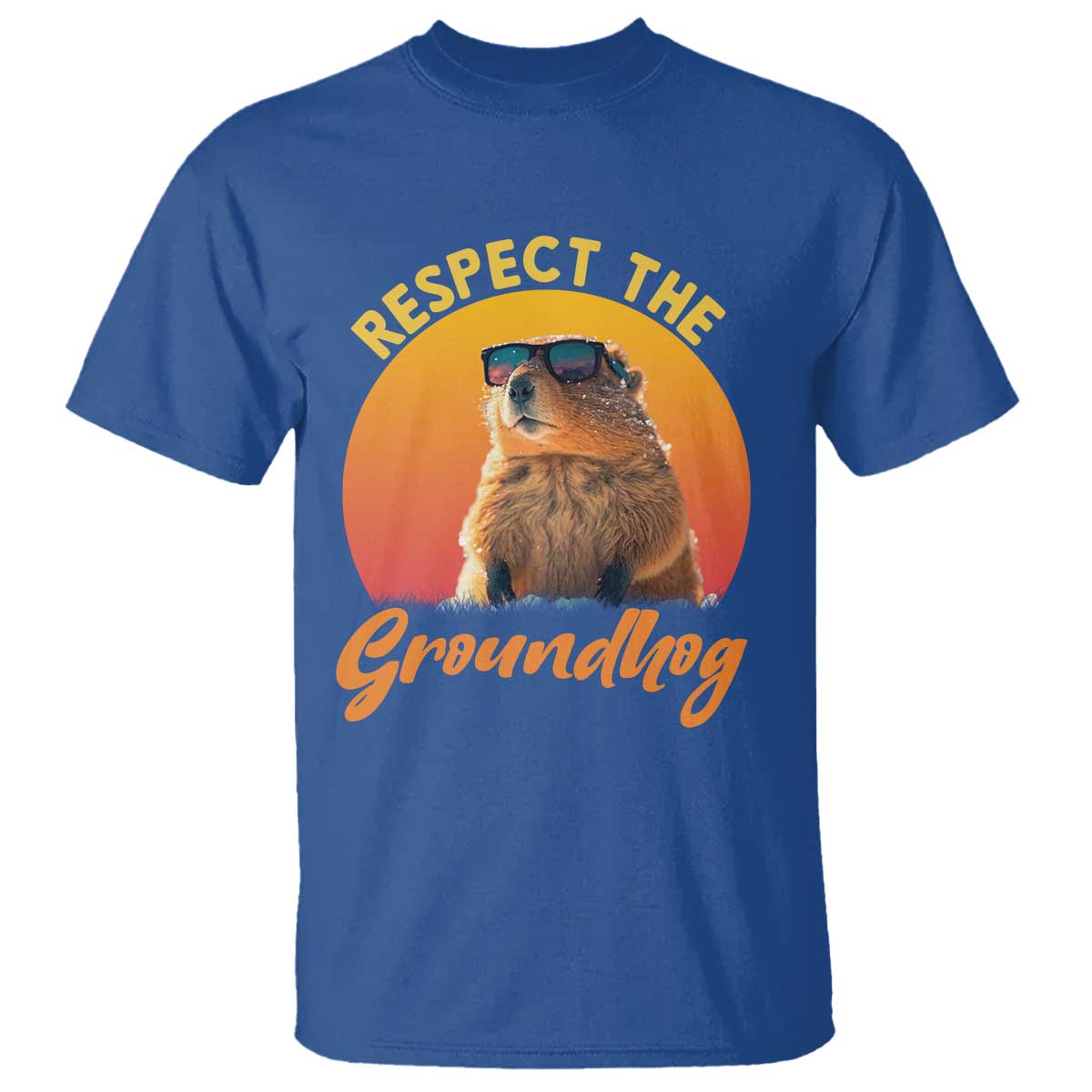 Funny Groundhog Day T Shirt Respect The Groundhog Woodchuck TS11 Royal Blue Print Your Wear