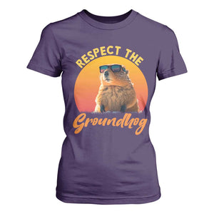 Funny Groundhog Day T Shirt For Women Respect The Groundhog Woodchuck TS11 Purple Print Your Wear
