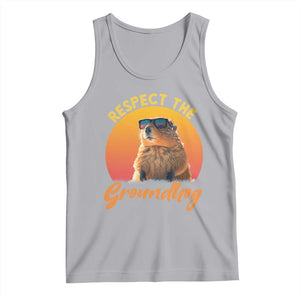 Funny Groundhog Day Tank Top Respect The Groundhog Woodchuck TS11 Athletic Heather Print Your Wear