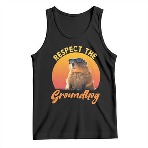 Funny Groundhog Day Tank Top Respect The Groundhog Woodchuck TS11 Black Print Your Wear