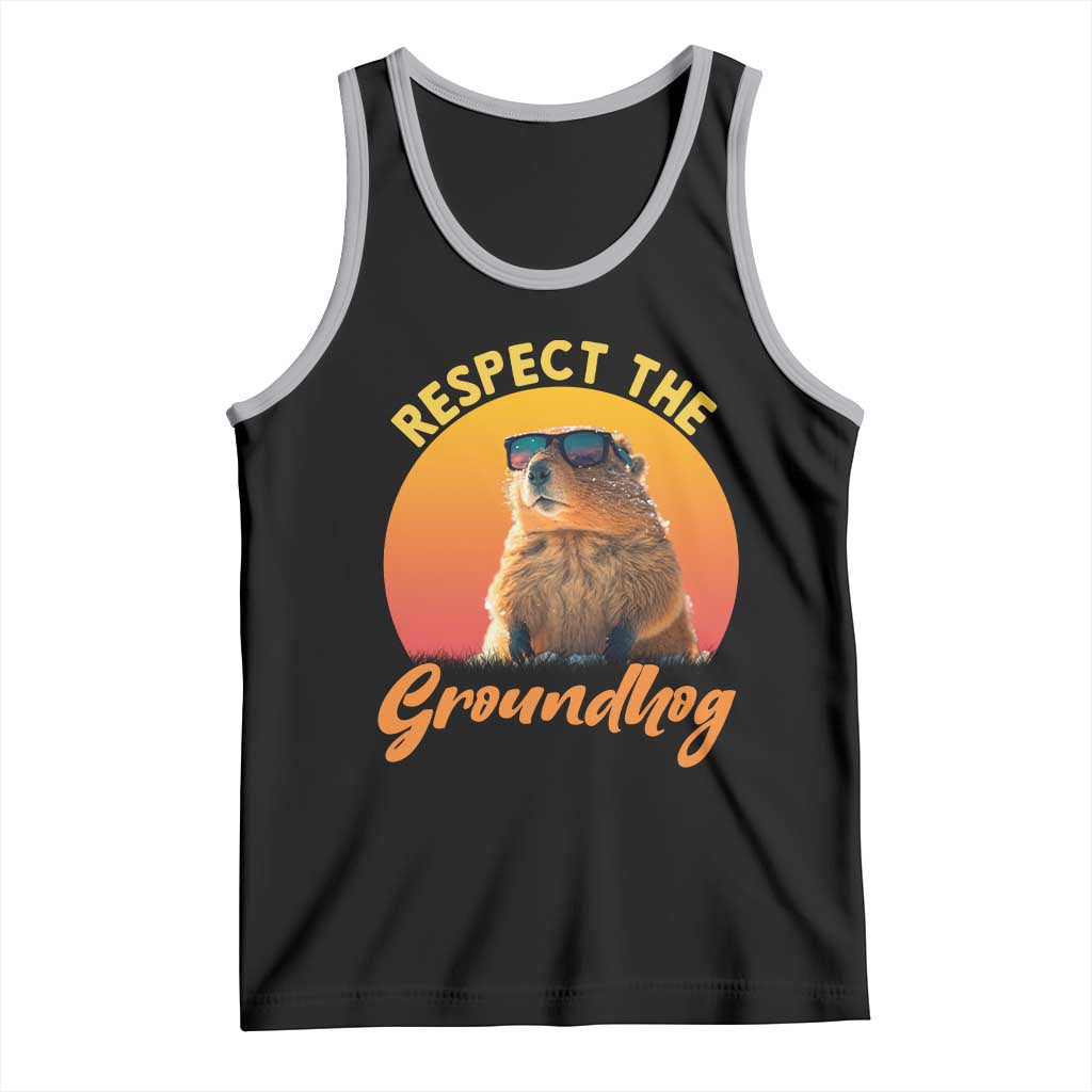 Funny Groundhog Day Tank Top Respect The Groundhog Woodchuck TS11 Black Athletic Heather Print Your Wear