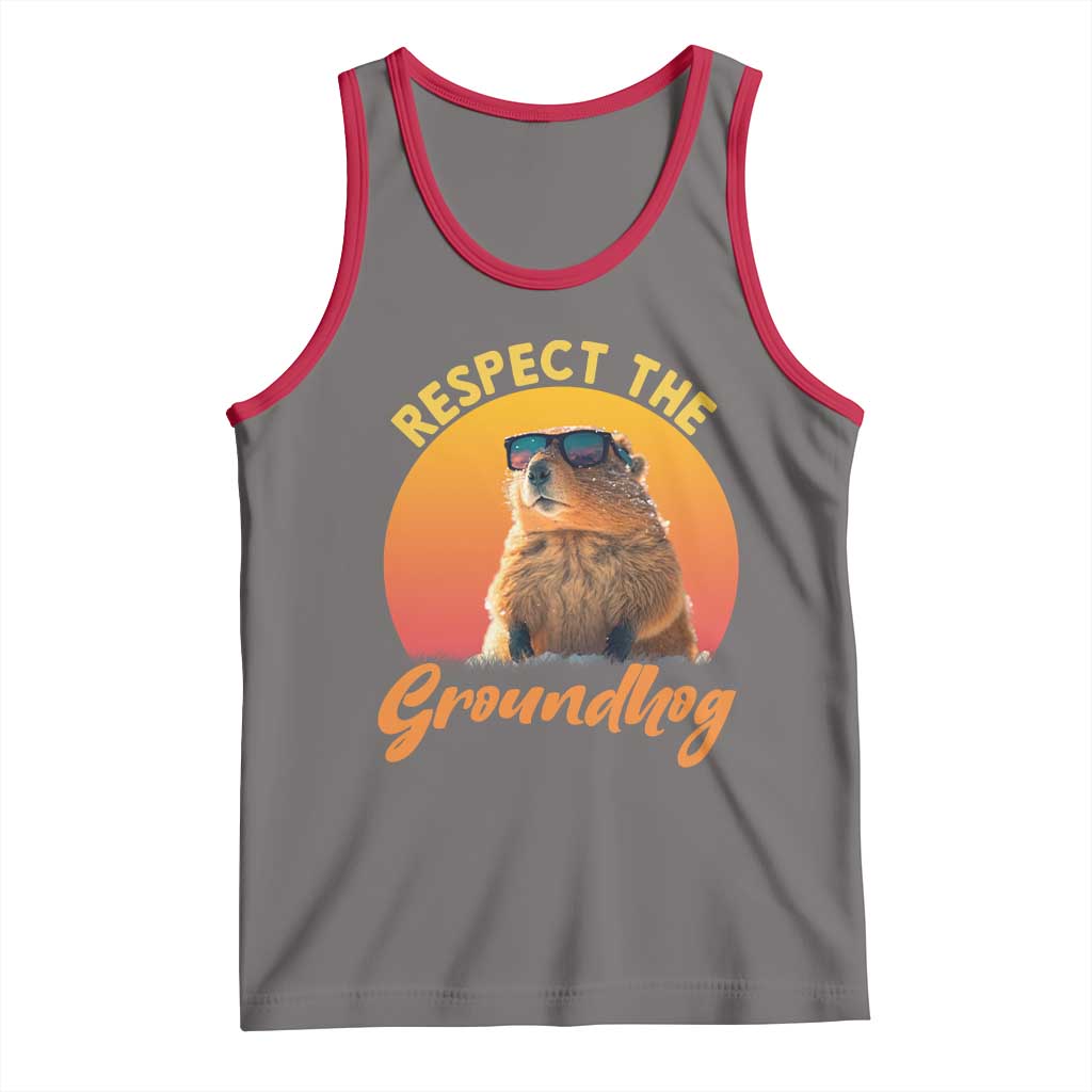 Funny Groundhog Day Tank Top Respect The Groundhog Woodchuck TS11 Deep Heather Red Print Your Wear