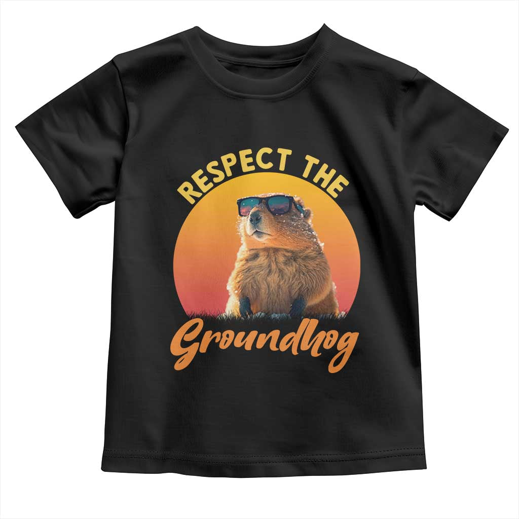 Funny Groundhog Day Toddler T Shirt Respect The Groundhog Woodchuck TS11 Black Print Your Wear