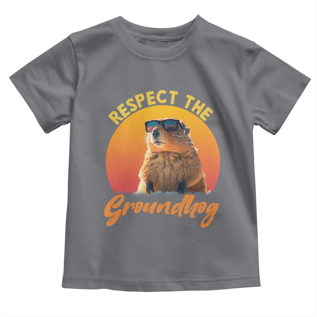 Funny Groundhog Day Toddler T Shirt Respect The Groundhog Woodchuck TS11 Charcoal Print Your Wear