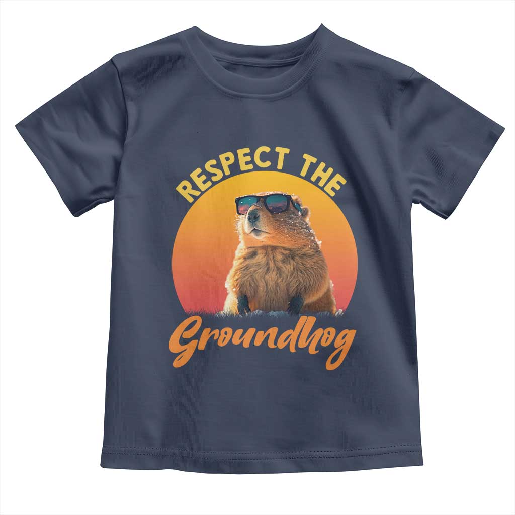 Funny Groundhog Day Toddler T Shirt Respect The Groundhog Woodchuck TS11 Navy Print Your Wear