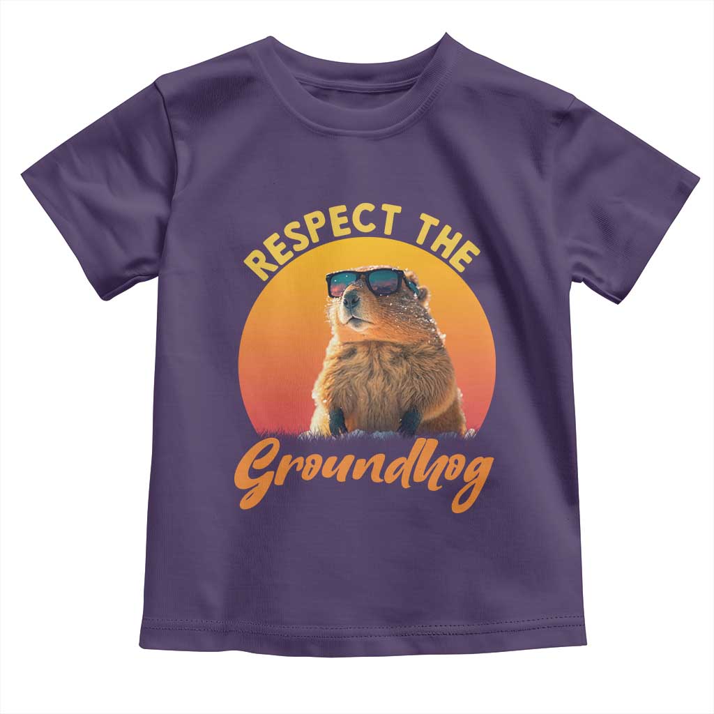 Funny Groundhog Day Toddler T Shirt Respect The Groundhog Woodchuck TS11 Purple Print Your Wear