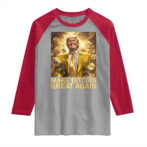 Funny Trump Bitcoin 2025 Raglan Shirt Make Bitcoin Great Again TS11 Sport Gray Red Print Your Wear