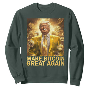 Funny Trump Bitcoin 2025 Sweatshirt Make Bitcoin Great Again TS11 Dark Forest Green Print Your Wear