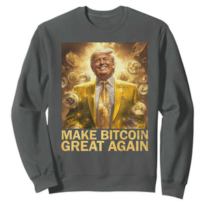 Funny Trump Bitcoin 2025 Sweatshirt Make Bitcoin Great Again TS11 Dark Heather Print Your Wear