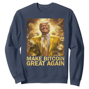 Funny Trump Bitcoin 2025 Sweatshirt Make Bitcoin Great Again TS11 Navy Print Your Wear