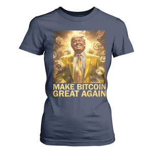 Funny Trump Bitcoin 2025 T Shirt For Women Make Bitcoin Great Again TS11 Navy Print Your Wear