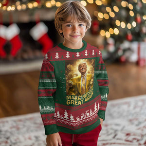 Funny Trump Bitcoin 2025 Knit Sweatshirt Make Bitcoin Great Again TS11 Christmas Print Your Wear