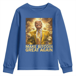 Funny Trump Bitcoin 2025 Youth Sweatshirt Make Bitcoin Great Again TS11 Royal Blue Print Your Wear