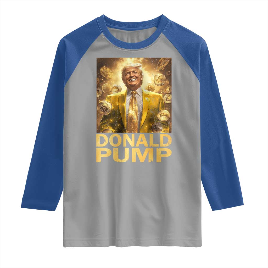 Funny Trump Bitcoin 2025 Raglan Shirt Donald Pump TS11 Sport Gray Royal Print Your Wear