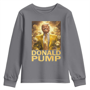 Funny Trump Bitcoin 2025 Youth Sweatshirt Donald Pump TS11 Charcoal Print Your Wear
