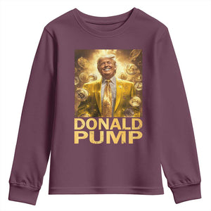 Funny Trump Bitcoin 2025 Youth Sweatshirt Donald Pump TS11 Maroon Print Your Wear