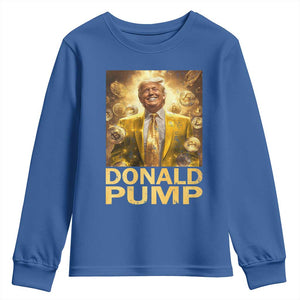 Funny Trump Bitcoin 2025 Youth Sweatshirt Donald Pump TS11 Royal Blue Print Your Wear