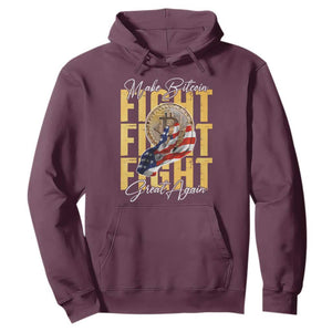 Funny Trump Bitcoin Hoodie Make Bitcoin Great Again Fight Fight Fight USA Flag TS11 Maroon Print Your Wear