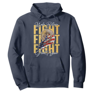 Funny Trump Bitcoin Hoodie Make Bitcoin Great Again Fight Fight Fight USA Flag TS11 Navy Print Your Wear